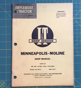 MINNEAPOLIS MOLINE I&T SHOP MANUAL NO MM-10 SERIES 335 445 Jet Star 4 Star Super - Picture 1 of 3