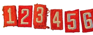 Boy Scout Number Patches 1 - 6 Red and White - Picture 1 of 1