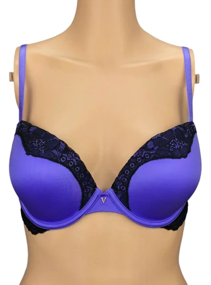 Sutiã VICTORIA'S SECRET MUITO SEXY CETIM FLORAL RENDA LOGOTIPO PUSH UP 32D 32DD NOVO COM ETIQUETAS - Imagem 1 de 1