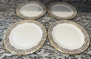 Lenox Tuscany Dinner Plates Gold Scrolls Birds 10 3/4" Ivory Set of 4 - Picture 1 of 10