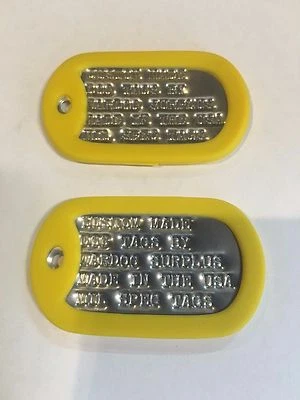 MILITARY CUSTOM ID DOG TAGS WITH CHAIN & SILENCERS OFFICIAL GI ARMY USMC SPEC  - Image 1 of 4