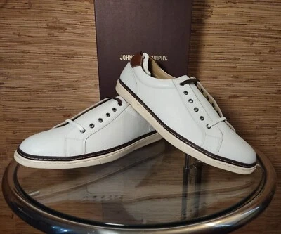 Johnston Murphy Henry Lace To Toe Casual Sneakers White Leather Shoe Men's 12 - Image 1 of 4