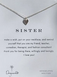 Fashion Necklace Make A Wish Sister Heart Charm 16 in Sterling Silver Dogeared - Picture 1 of 2