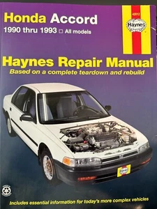 HAYNES Honda Accord 1990-93 Repair Manual 42012 - Foto 1 di 2