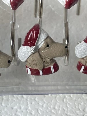 Juego de 12 Ganchos para Cortina de Ducha Perros Dorados Navidad Perros Dálmatas Baño Foto 1 de 4