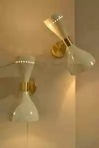 1950 Messing Wandlampe Diabolo Kronleuchter Italienischer Kegel Stilnovo Sput... - Bild 1 von 3