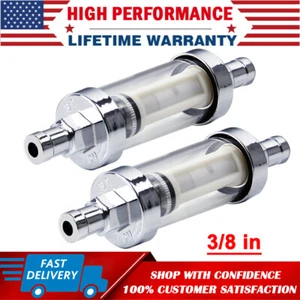 2PCS Universal 3/8'' Chrome Glass Clearview Fuel Filter Petrol Diesel Reusable - Bild 1 von 10