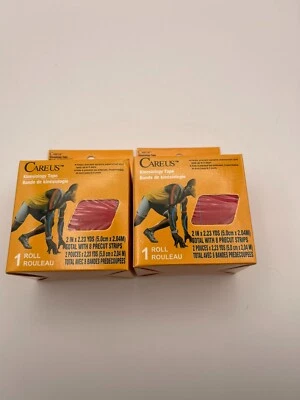 2x Nuevo en Paquete Careus 1 rollo cada cinta de kinesiología cinta de color rojo 2,23 yardas cada rollo Foto 1 de 2