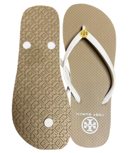 Tory Burch THIN STRAP Flat US 8 Flip Flops White Fit to US 7.5 Summer - Picture 1 of 6