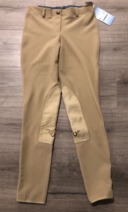TuffRider Rib Knee Patch Breeches Ladies Size 26 Tan Equestrian Pants NWT - Picture 1 of 15