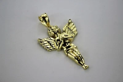 10K Yellow Gold Angel Diamond Cut Pendant Charm 6 Sizes - Image 1 of 3