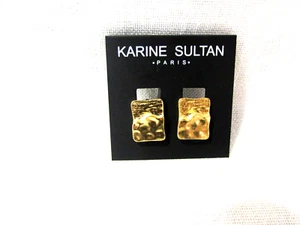Französische Designer Karine Sultan Ohrclips goldfarben strukturiert - Bild 1 von 5
