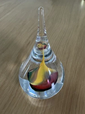 Marian Pyrcak M.P. Peso de papel de vidro arte estúdio Polônia multicolorido lágrima gota - Imagem 1 de 4