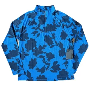G/FORE Men’s 1/4 Zip Golf Pullover Mid Layer Size Medium Long Sleeve Blue Floral - Picture 1 of 14