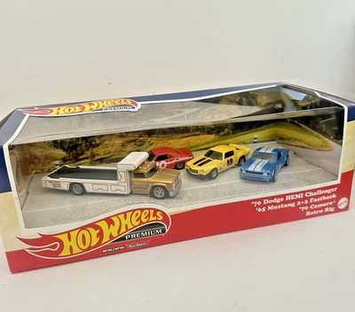 Hot Wheels Premium Set 70 Dodge HEMI 65 Mustang 2+2 Fb 70 Camaro Retro Rig NIB - Image 1 of 4