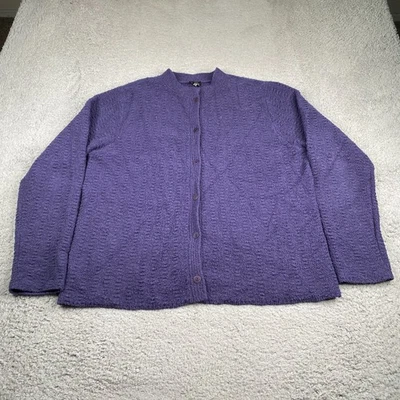 Cárdigan suéter Eileen Fisher para mujer grande púrpura tejido de lana con botones Foto 1 de 4