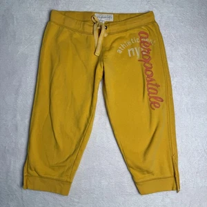 Aeropostale Capri Sweatpants Womens Small Y2K Aero Spell out Low Rise Yellow Zip - Picture 1 of 5