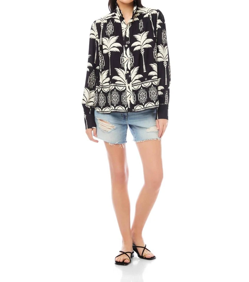 Blusa Fifteen Twenty Chloe negra/crema estampado de palma Foto 1 de 1