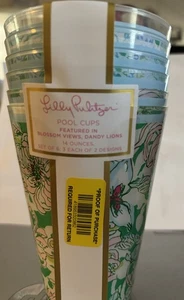 Set 6 tazze piscina Lilly Pulitzer 'vista fiori, leoni dandy' nuove - Foto 1 di 4