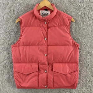 Woolrich Vintage Puffer Down Vest Women’s Large Salmon Full Zip Jacket - Picture 1 of 9