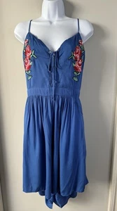 Hayden Los Angeles Blue Floral Embroidered Romper Womens 2XL Boho Festival Rose - Picture 1 of 17
