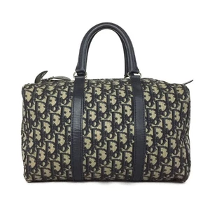 Christian Dior Oblique Trotter Canvas Leather Boston Hand Bag Navy blue/6BF1260 - Foto 1 di 18