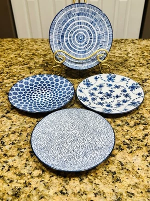 IKEA Suecia “ENTUSIASM” Placas Laterales Muti Patrón/Azul Juego de (4) 7" EX Estado Foto 1 de 4