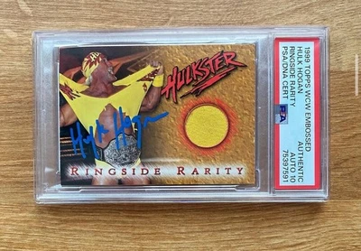 HULK HOGAN 1999 TOPPS WCW EMBOSSED SIGNED RINGISDE RELIC - Authentic PSA 10 AUTO - Image 1 of 2