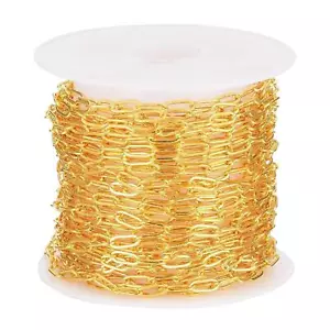 16ft Gold Plated Paperclip Chain Brass   Bulk for Jewelry Making - Picture 1 of 5