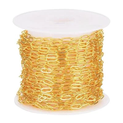 16ft Gold Plated Paperclip Chain Brass   Bulk for Jewelry Making - Image 1 of 4