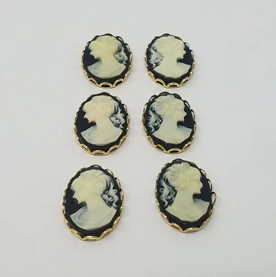 3 pares de 18 mm de colección negro victoriano dama joyería artesanal camafeos ajustes de filigrana dorada Foto 1 de 4