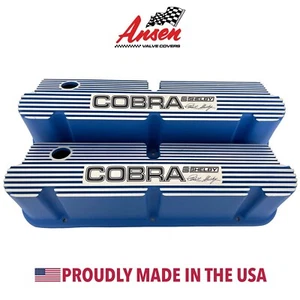 Ford Cobra CS Shelby Signature Pentroof Blue Tall Valve Covers - Finned, Ansen - Bild 1 von 7