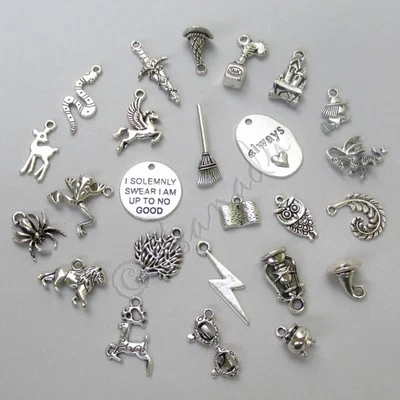 XANADU DESIGNS Harry Potter Charms Antiqued Silver Plated 25PCs Mix CM1072 - 25, 50 Or 100PCs