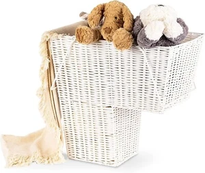 Storage Baskets Resin Wicker Woven Hamper Box Organiser For Stairs Laundry Bins  - Picture 1 of 7