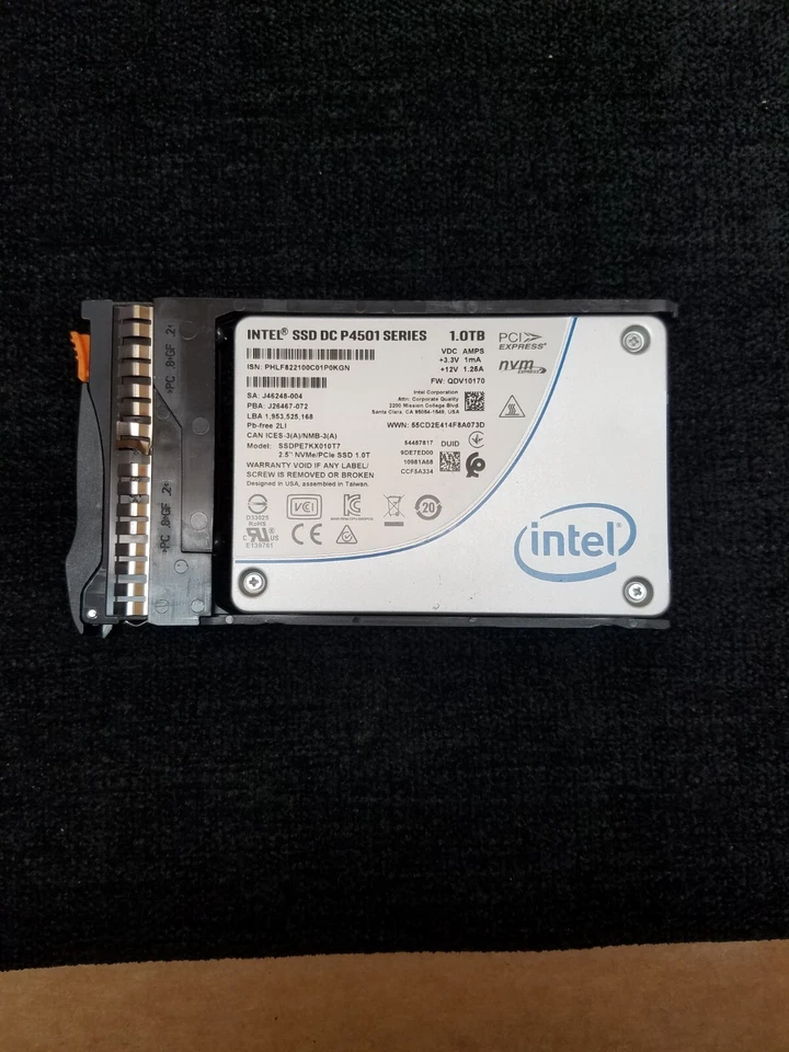 Intel DC P4501 Series 1TB 3D TLC PCI Express 2.5 NVMe SSDPE2KX010T7 - Image 1 of 4