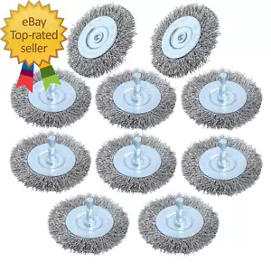 10Pcs 3 Inch Stainless Steel Wire Wheel Brushes Kit for Drill with 1/4-Inch Hex - Picture 1 of 6