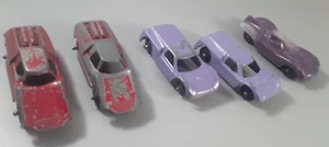 Lote de 5 autos deportivos Tootsietoy de 2 pulgadas de largo Fiat Abarth, Ford GT. Jaguar - Imagen 1 de 5