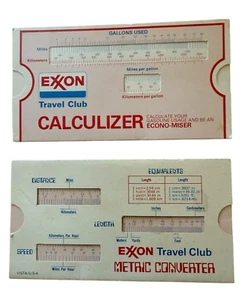 Vintage Exxon Travel Club metrischer Konverter & Taschenrechner Gasverbrauchsrechner - Bild 1 von 4