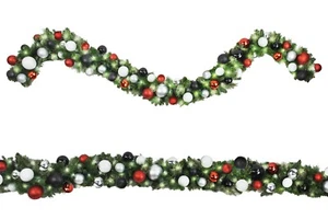9' Modern Themed Mixed Blend Garland with Warm White LED Lights - Picture 1 of 2