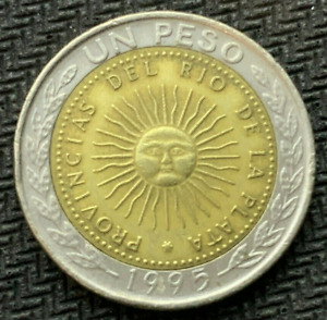 1995 Argentina 1 Peso Coin AU UNC   Bi Metallic  High Grade World Coin   #K1882