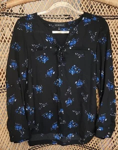 Womens Longsleeve Dress Shirt My Michelle Small Floral Blouse Lightweight 44  - Picture 1 of 6