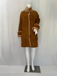 Abrigo PATO AZUL Camel 100% Español Merino Micro-Cizalla REVERSIBLE Piel de Oveja Talla L - Imagen 1 de 17