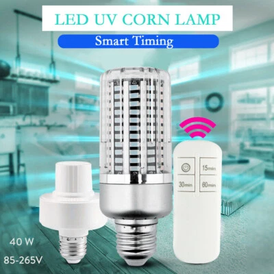 40W E27 UV Lamp 5736 SMD LED Corn Bulb With Remote 110V 220V Ultraviolet Light C - Image 1 of 4