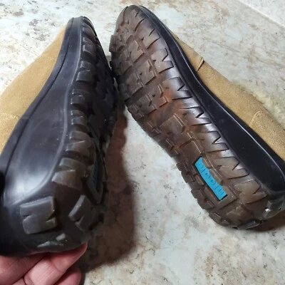 VTG Suede Ankle Boots Booties Shearling Lined Rubber Wedge Zip-Up Womens 6M Tan - Image 1 of 4