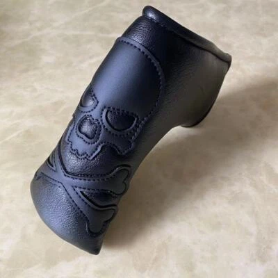 AVOCADOSHARK Premium Skull Golf Putter Cover Blade Putter Head Cover Headcover Magnetic Black