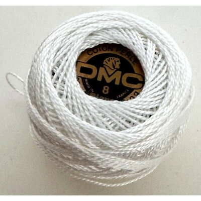 DMC Coton Perle Ball Embroidery Thread No. 8 Blanc White 10g 87m Cotton France - Image 1 of 4