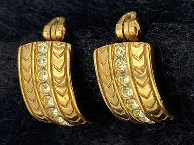 Premier Designs Gold Design Clip earrings Diamond Herringbone - Image 1 of 4