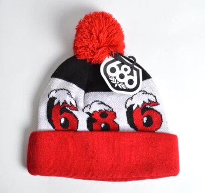 Nuevo con etiquetas Unisex 686 Gorro de nieve $28 OS rojo pompón Foto 1 de 2
