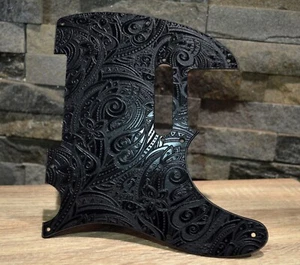 Custom Black Psychedelic 2 Paisley Textured Pickguard - Fender Telecaster - USA - Picture 1 of 9