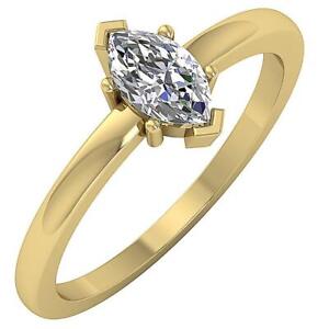 VS1 F 1.00Carat Lab Grown Marquise Diamond Solitaire Wedding Ring 14K Solid Gold